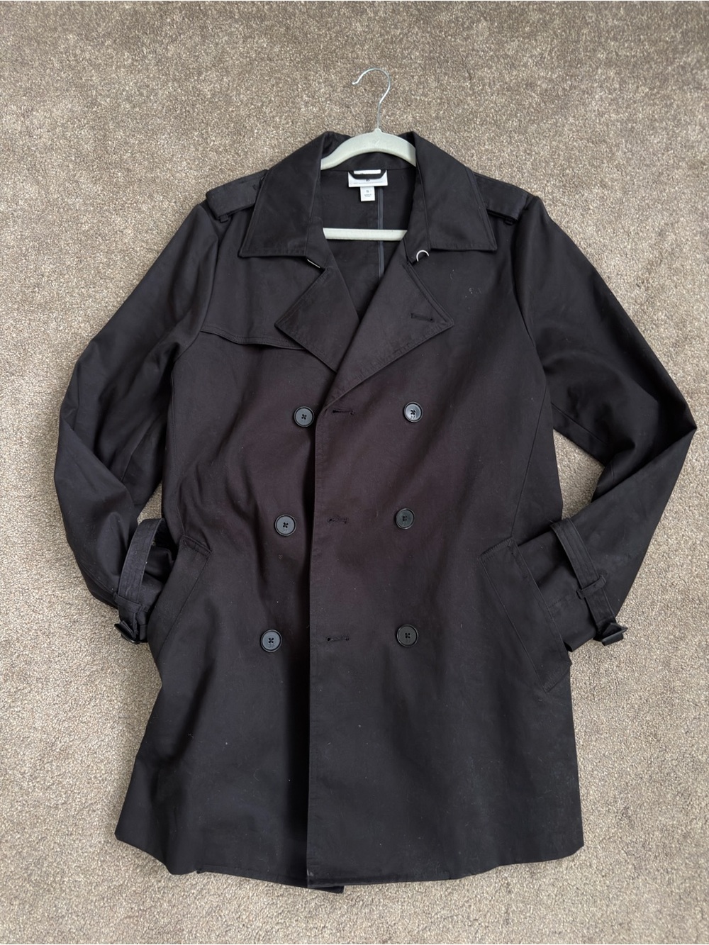 Men's Black Double-Breasted Trench Coat